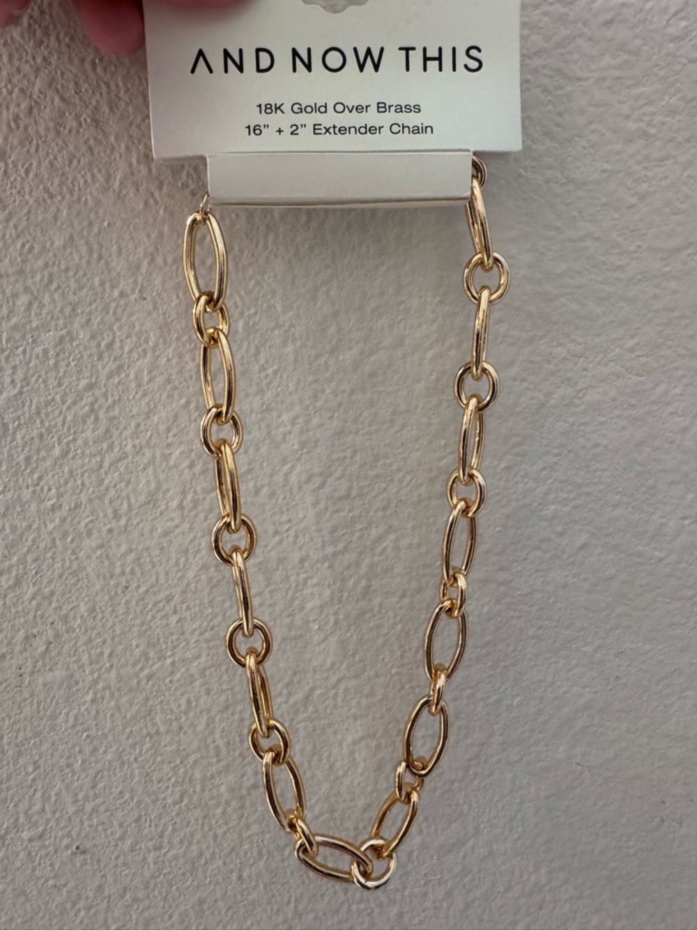 And Now This 18K Gold Plated Cable Chain Necklace 16+2 extender - Picture 2 of 4